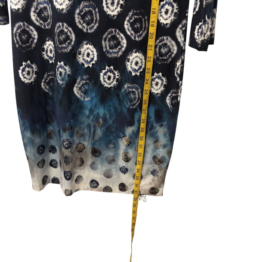 Karen Kane Tie-Dye Print V-Neck Sheath Dress With 3/4 Sleeves Fully Lined Size L - Picture 7 of 13